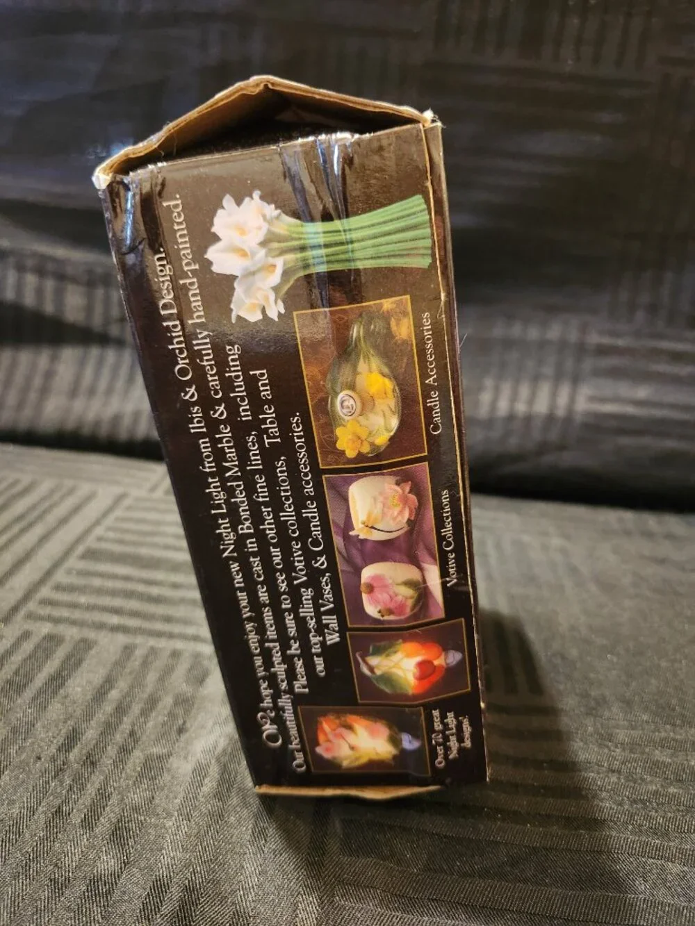 Ibis & Orchid Design Flowers of Light Iris Nightlight Hand Painted W/ Box Works